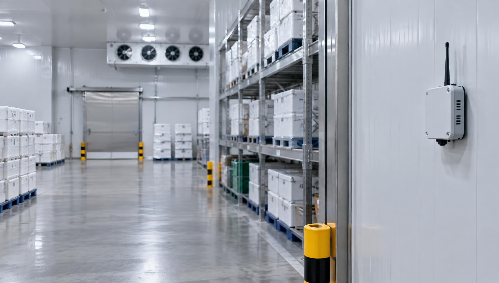 Wireless environmental monitoring in a temperature-controlled warehouse